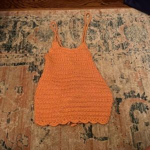 american threads orange woven top